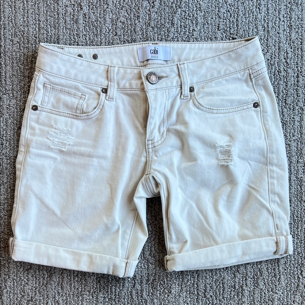 CAbi Women's Off-White Jean Shorts Sz 0